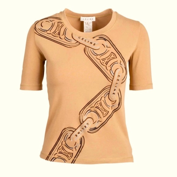 CELINE VINTAGE TRIOMPHE CHAIN LINKS KNITTED TOP - w RECEIPT - Picture 1 of 6